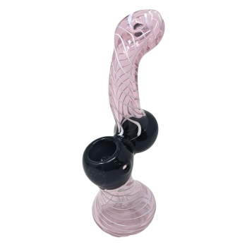 6.5" Pink Spiral Ribbon Flat Donut Mouth Bubbler Hand Pipe - (Pack of 2) [ZD258]